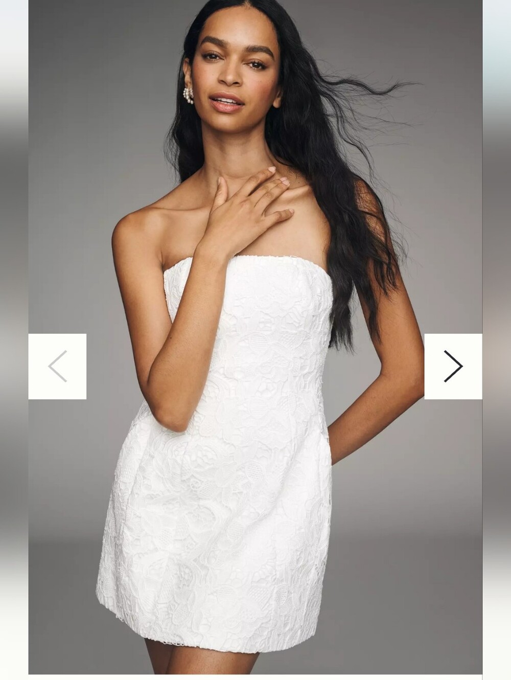 Bardot Karoline Strapless White Lace Mini Dress